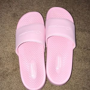 pastel pink ‘Champion’ slides